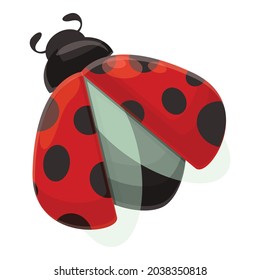 Flying ladybug icon cartoon vector. Insect ladybird. Garden beetle