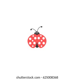 Flying Ladybug icon  isolated on white. Flat summer icon in black and red. vector illustration