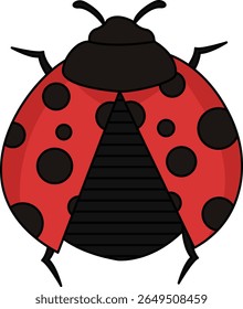 Flying Ladybug Insect Cartoon Vista superior Ladybird Vetor