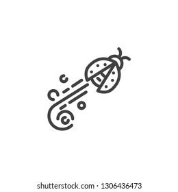 Flying ladybug line icon. linear style sign for mobile concept and web design. Ladybird fly outline vector icon. Symbol, logo illustration. Pixel perfect vector graphics