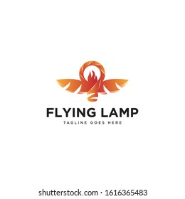 Flying Lamp Logo Vector Template Design