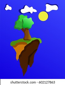 Flying land. Vector.