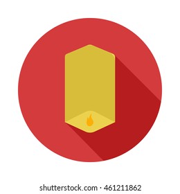 Flying lantern icon in flat style on a white background