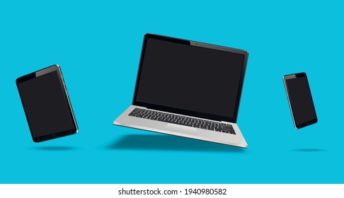 Flying Laptop, Mobile And Tablet