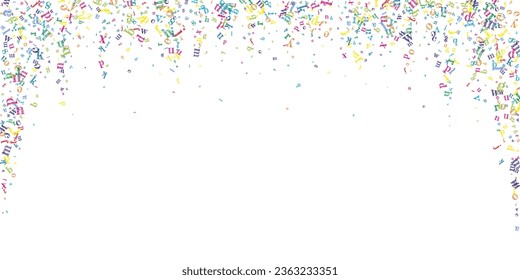 Flying latin letters. Colorful childish scattered charachters of English alphabet. Foreign languages study concept. Back to school banner on white background.