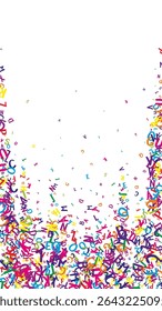 Letras latinas voadoras. Caracteres infantis coloridos dispersos do alfabeto inglês. Conceito de estudo de línguas estrangeiras. De volta ao banner da escola sobre fundo branco.