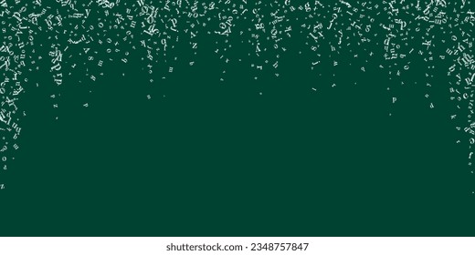 Flying latin letters. White chalk  scattered charachters of English alphabet. Foreign languages study concept. Back to school banner on blackboard background.