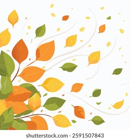 flying leaf decoration as a white background