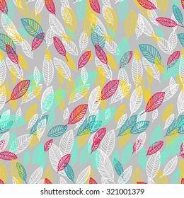 Flying leaves card, vector seamless pattern background