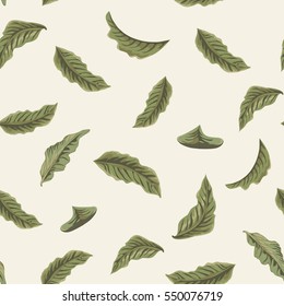 Flying leaves. Tropical seamless pattern.