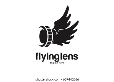 Flying Lens Logo Template Design Vector, Emblem, Design Concept, Creative Symbol, Icon