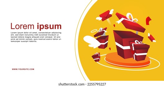 flying letter and gift illustration for valentine's day