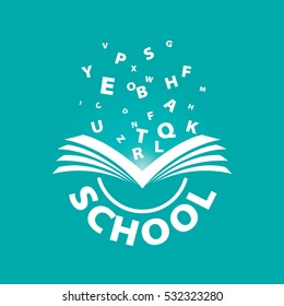 flying letters from the book,  vector logo 
