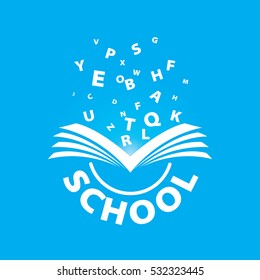 flying letters from the book vector logo 