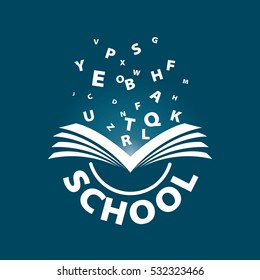 flying letters from the book vector logo 