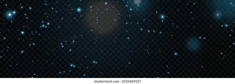 Fliegende leichte Staubpartikel und Bokeh. Auf transparentem Hintergrund.