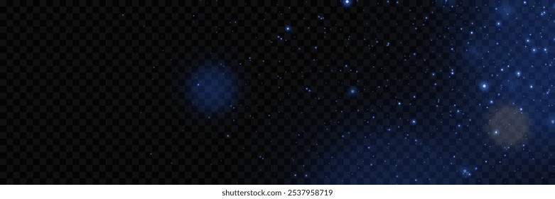 Flying light dust particles and bokeh. On a transparent background.	
