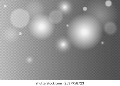 Partículas de polvo de luz voladora y bokeh. Sobre un fondo transparente.	
