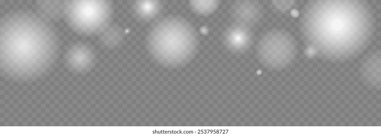 Flying light dust particles and bokeh. On a transparent background.	
