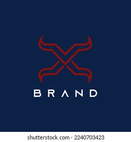 Flying line bull head X logo. Suitable for all Enterprise or  security .