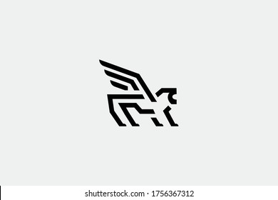 flying lion king logo vector design concept with elegant, modern and unique styles on white background 