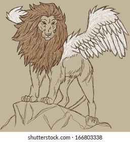 flying lion sketch