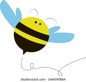 Flying little bee, illustration, vector on white background.