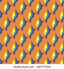 Flying little bird seamless bright pattern background