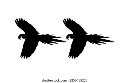 Flying Macaw Bird Silhouette for Logo, Pictogram, Art Illustration, Website or Graphic Design Element. Vector Illustration 