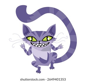 flying magical purple cheshire cat
