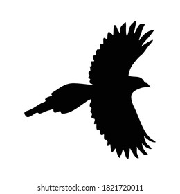 Flying Magpie Bird (Pica Pica) On a Side View Silhouette Found In Map Of Africa, Asia, Eurasia,Europe And
Oceania. Good To Use For Element Print Book, Animal Book and Animal Content