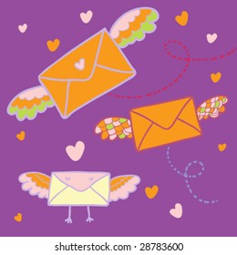 Flying mail - cartoon vector illustration