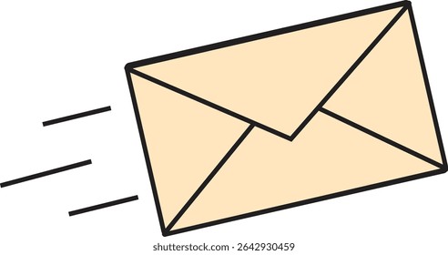 Flying Mail Envelope Vector Illustration Representing Fast Delivery, Email Message, or Postal Communication Icon Design