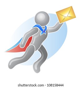 A flying mail man; vector illustration
