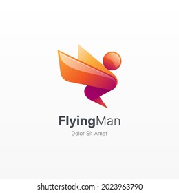 Hombre volador con el logo del gradiente de color