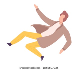 Flying Man Floating in the Air Fantasizing Vector Illustration