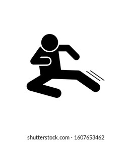 Flying man kick icon. Simple pictogram of fighting icons for ui and ux, website or mobile application