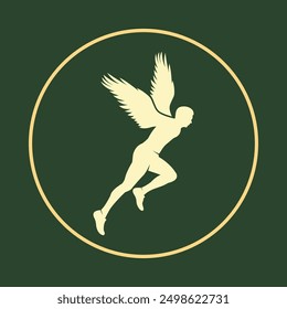 Flying man notable trendy icon beautiful abstract vector illustration artwork colorful design