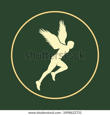 Flying man notable trendy icon beautiful abstract vector illustration artwork colorful design