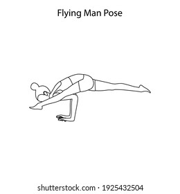 Hombre volador posando el esquema de entrenamiento de yoga