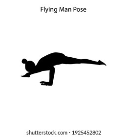 Flying man pose yoga workout silhouette