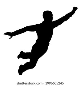 Flying man silhouette isolated on white background. Vector illustration