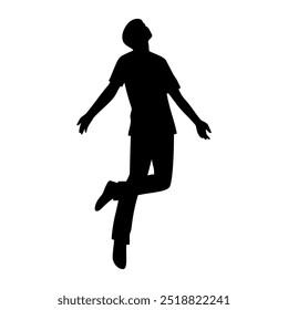 Flying man silhouette. Vector image.