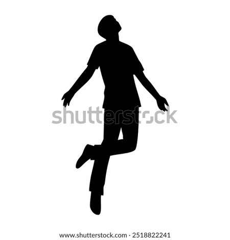 Flying man silhouette. Vector image.