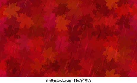 Flying maple leaves, raindrops. Autumn background. The idea of design of tiles, wallpaper, packaging, textiles, background.