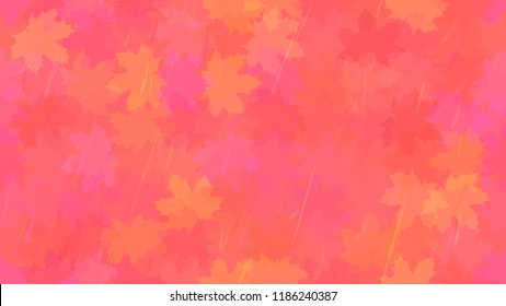 Flying maple leaves, raindrops. Autumn pattern. The idea of design of tiles, wallpaper, packaging, textiles, background.