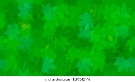 Flying maple leaves, raindrops. Autumn background. The idea of design of tiles, wallpaper, packaging, textiles, background.