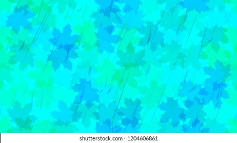 Flying maple leaves, raindrops. Autumn pattern. The idea of design of tiles, wallpaper, packaging, textiles, background.