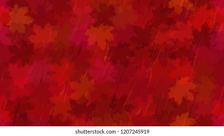 Flying maple leaves, spray of rain. Autumn background. The idea of design of tiles, wallpaper, packaging, textiles, background.