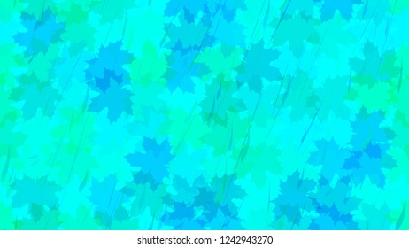 Flying maple leaves, spray of rain. Autumn background. The idea of design of tiles, wallpaper, packaging, textiles, background.